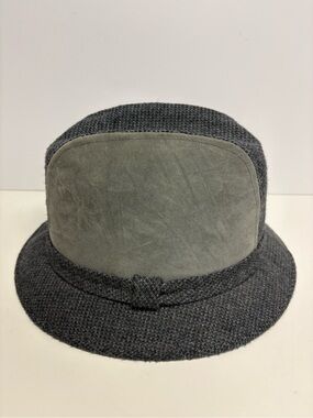 Bees Hats Mens Textured Wool Blend Fedora Hat with Suede Front Panel - Gray XL